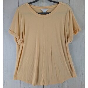 Liz‎ Claiborne Size Large Yellow Casual Short Sleeve Womens Blouse
